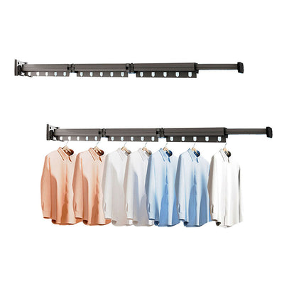 NNEAGS 2X 127.5cm Wall-Mounted Clothing Dry Rack Retractable Space-Saving Foldable Hanger-0
