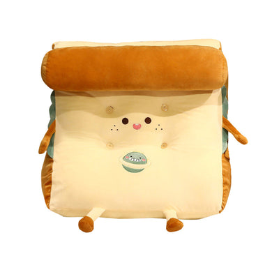 NNEAGS Cute Face Toast Bread Wedge Cushion Stuffed Plush Cartoon Back Support Pillow Home Decor-0