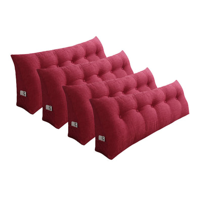 NNEAGS 4X 180cm Rose Red Triangular Wedge Bed Pillow Headboard Backrest Bedside Tatami Cushion Home Decor-0