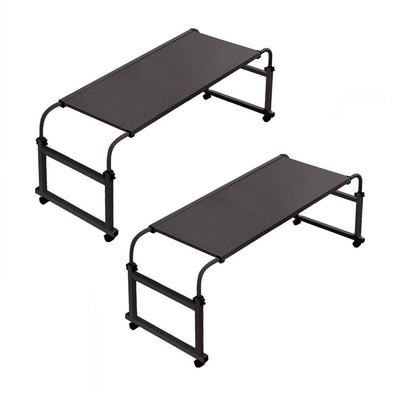 NNEAGS 2X 120x45cm Black Cross Bed Movable Desk Table w/ Adjustable Length & Height-0