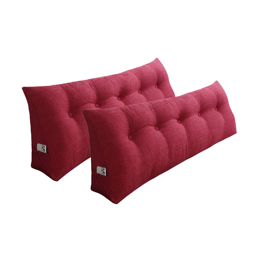 NNEAGS 2X 120cm Rose Red Triangular Wedge Bed Pillow Headboard Backrest Bedside Tatami Cushion Home Decor-0