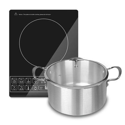 NNEAGS Electric Smart Induction Cooktop and 30cm Stainless Steel Induction Casserole Cookware-0