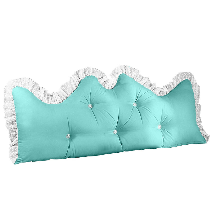 NNEAGS 180cm Light Blue Princess Bed Pillow Headboard Backrest Bedside Tatami Sofa Cushion with Ruffle Lace Home Decor-0