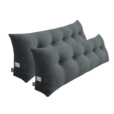 NNEAGS 2X 100cm Dark Grey Triangular Wedge Bed Pillow Headboard Backrest Bedside Tatami Cushion Home Decor-0