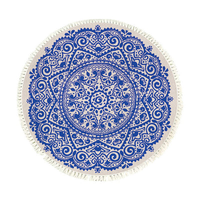NNEAGS 120cm Mandala Round Tapestry Indian Area Rug for Living Room Lounge, Anti-slip Doormat, Home Decor-0