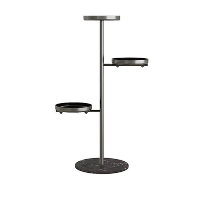 NNEAGS 3 Tier Black Round Plant Stand Flowerpot Tray Display Living Room Balcony Metal Decorative Shelf-0