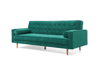 NNEDSZ Bed 3 Seater Button Tufted Lounge Set for Living Room Couch in Velvet Green Colour-0