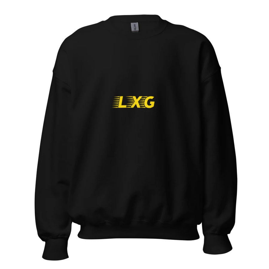 LXG AU Crewneck Sweatshirt — Blackout with gold LXG chest print