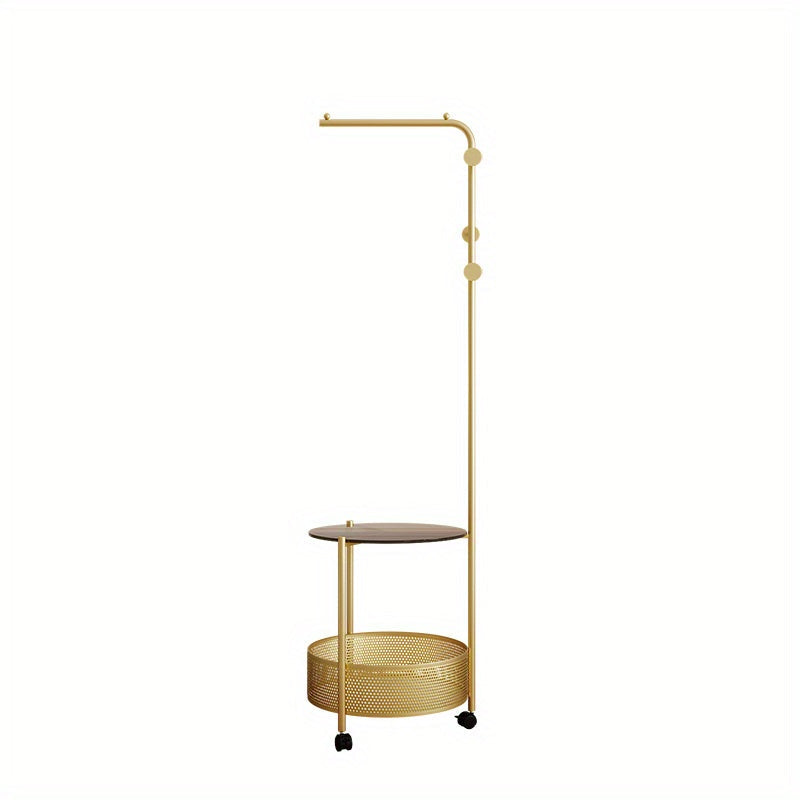 NNETM Golden Freestanding Clothing Rack with Shelves-0