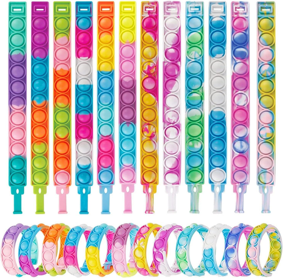 Pop Fidget Toys Its Party Favors Kids Toys for Girls, 24 PCS Pop Bracelet It Fidgets Packs Toddler Toys Party Supplies Classroom Prizes, Easter Basket Stuffers Stress Sensory Toys Pop Girls Toys