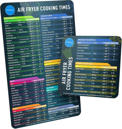 Air Fryer Magnetic Cheat Sheet Set, Accessories Cooking Guide Sheet, Airfryer Accessory Air Fryer Cookbook Magnet Sheet Quick Reference Guide for Cooking and Frying (Black)