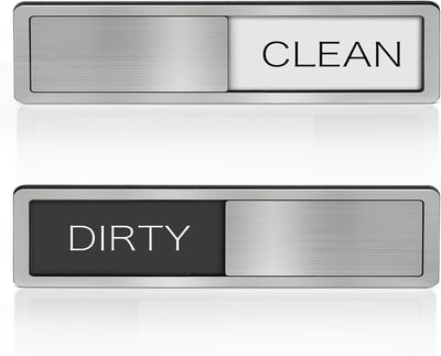 Dishwasher Magnet Clean Dirty Sign Non-Scratching Strong Magnet or Adhesive Options Indicator Tells Whether Dishes Are Clean or Dirty (BLACK, 7"W X 2"L)