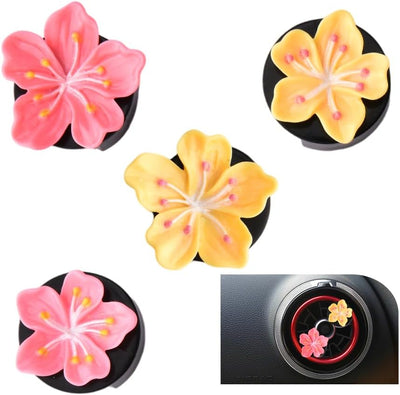 Flower Air Vent Clip Car Accessories for Women Car Air Freshener Clips Cute Rose Red Yellow Flowers Aesthetic Interior Decors for Girls New Driver Christmas Birthday Gift 4PCS