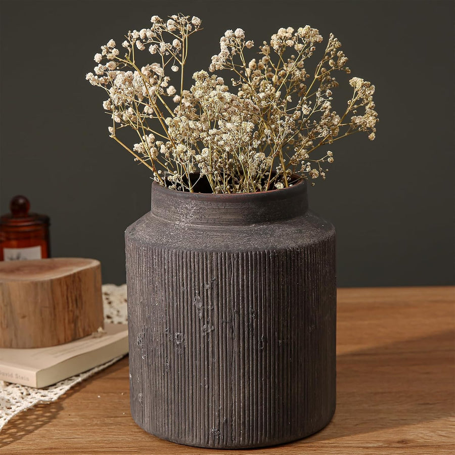 Rustic Vases for Home Decor. Ceramic Vase for Dining Table Decor. Terracotta Decorative Vase 6.1IN.