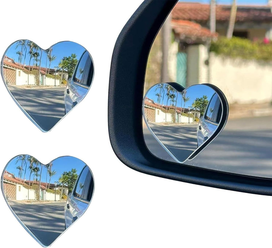 Heart Shaped Blind Spot Mirrors 2PCS, Adjustable Wide Angle | 360° Adjustable Rear View Mirror Accessories for Cars and Suvs, Cute Stick-On Design with Easy Installation for Women Drivers
