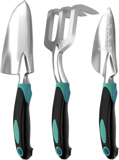Garden Tool Set, 3-Piece Gardening Tools Kit for Every Gardener, Heavy Duty Aluminum Garden Kit Gardening Gifts Tools for Men Women, Outdoor Hand Tools, Garden Essentials, Gift for Garden Lover