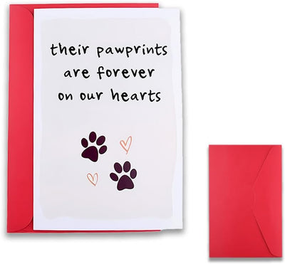 Pet Sympathy Cards Gifts Dog Pet Memorial Gifts for Loss of Dogs Pets Remembrance Condolence Card Gift Doggy Cat Loss of Dog Sympathy Card Gift with Heart and Paw Print
