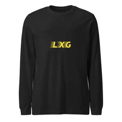LXG AU Long Sleeve Tee — Blackout with gold LXG chest print