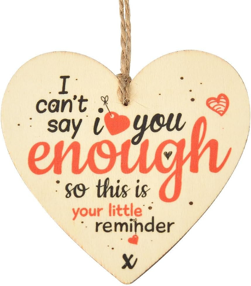 I Love You Gifts for Him Her Christmas Tree Ornaments Decoration Anniversary Birthday Gifts for Couple Wife Husband Wooden Hanging Heart Plaque Valentines Day Gifts for Girlfriend Boyfriend Home Decor