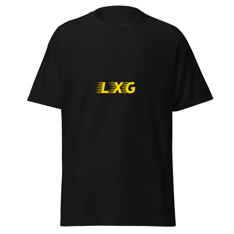LXG AU Heavy Tee — Blackout with gold LXG chest print