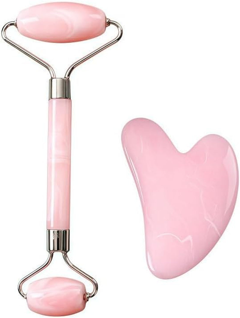 Gua Sha & Facial Tools Set, Rose Quartz Face Roller and Gua Sha for Muscle Tension Relief, Skin Care Tools for Women and Men - 1 Set