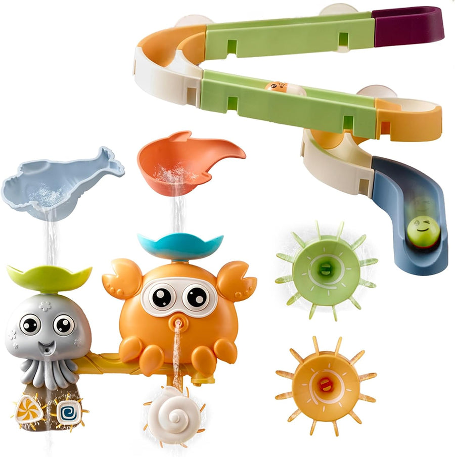 Bath Toys Bathtub Toy Slide Water Toys Crabs Octopus Bath Toy Suction Cup Fidget Spinner Bath Toys for Toddlers Age 3 4 5+ Year Old