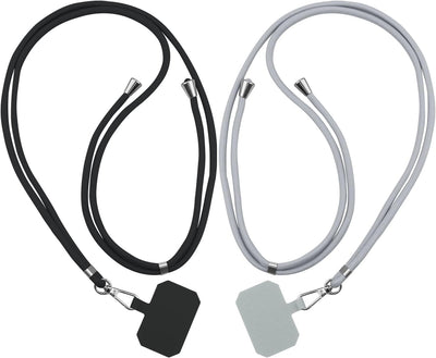 2 Pack Mobile Phone Lanyard, Adjustable Nylon Phone Strap Neck Strap Clasp Hanging Strap Safety Tether with 2Pcs Patches for Most Smartphones Cell Phone Accessories