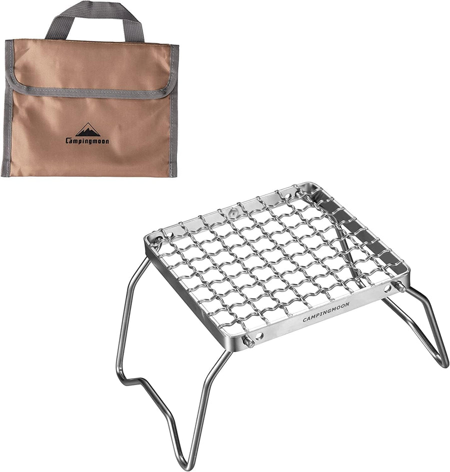 Campingmoon Portable Stainless Steel Folding Grill for Outdoor Camping, Backyards and Picnics