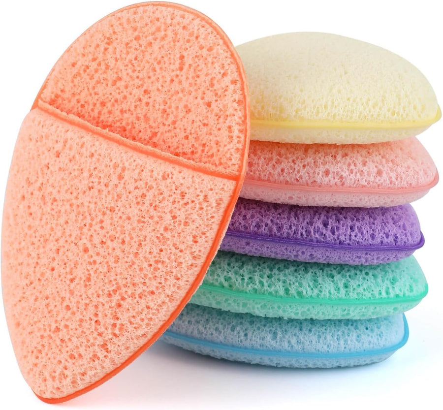 5Pcs Facial Sponges Set, Cleansing Puff, Colorful Facial Sponges for Face Wash, Reusable Makeup Remover Exfoliating Pads for Daily Cleansing (Color Mixing)