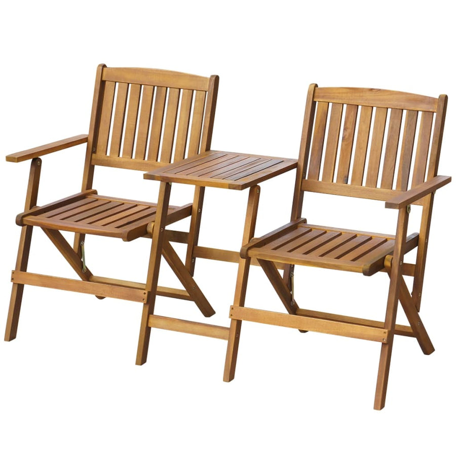 NNEVL Folding Garden Bench with Tea Table 140 cm Solid Acacia Wood-0