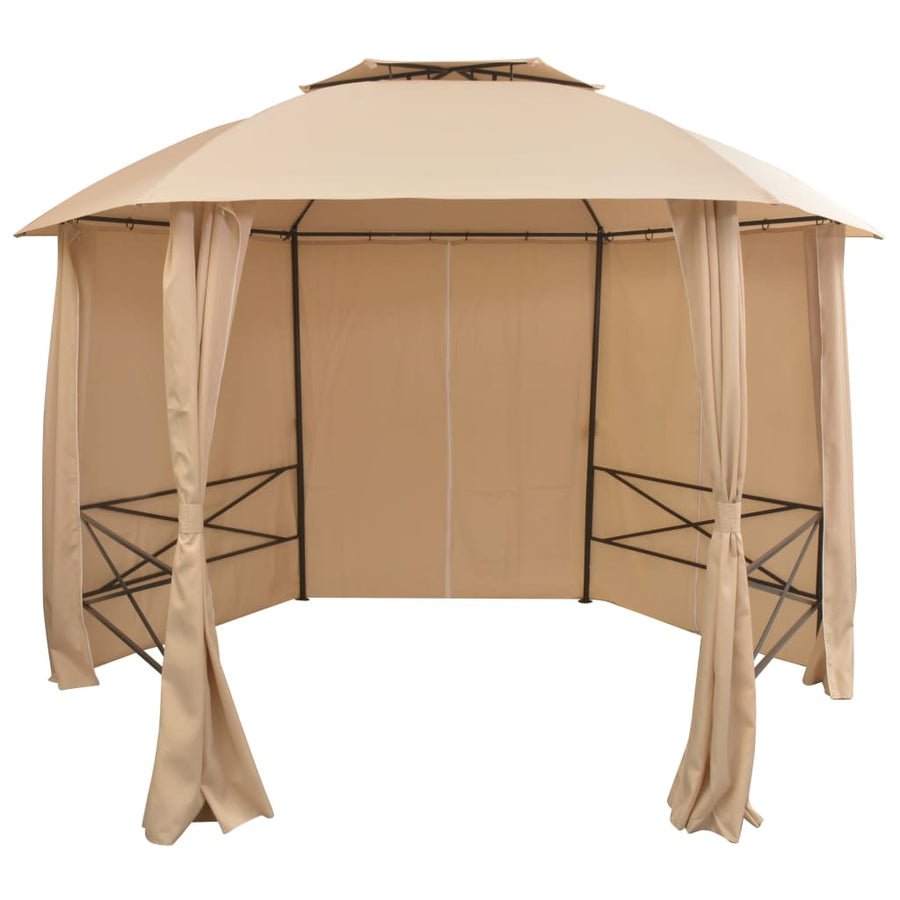 NNEVL Garden Marquee Pavilion Tent with Curtains Hexagonal 360x265 cm-0