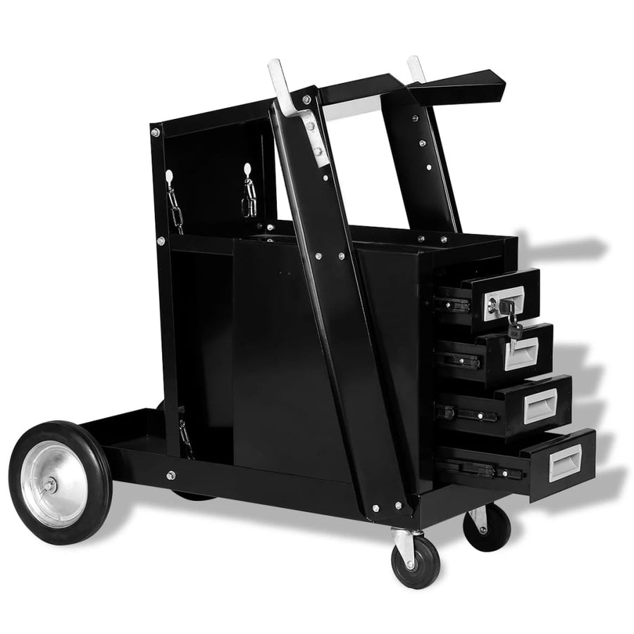 NNEVL Welding Cart with 4 Drawers Black-0