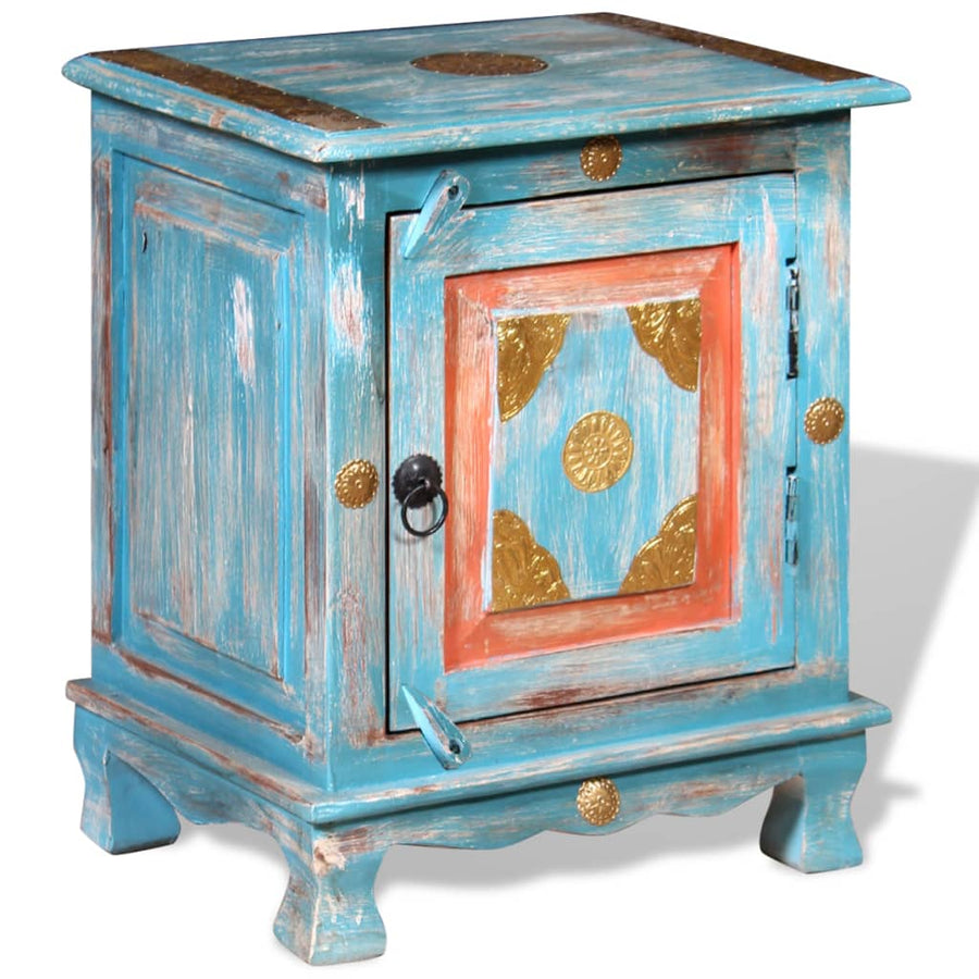 NNEVL Nightstand Solid Mango Wood Blue-0