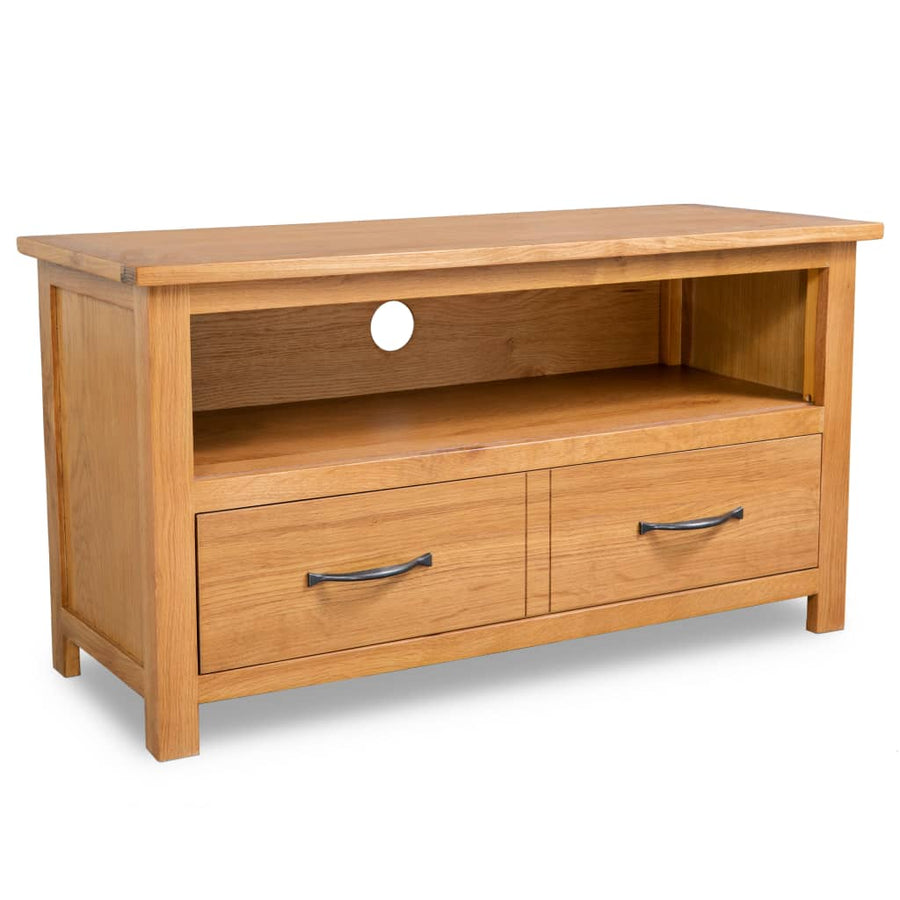 NNEVL TV Cabinet 90x35x48 cm Solid Oak Wood-0