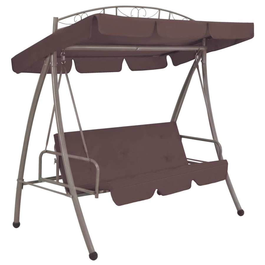 NNEVL Outdoor Convertible Swing Bench with Canopy Coffee-0