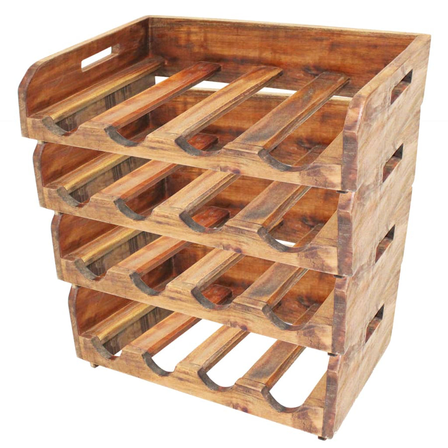 NNEVL Wine Racks 4 pcs for 16 Bottles Solid Reclaimed Wood-0