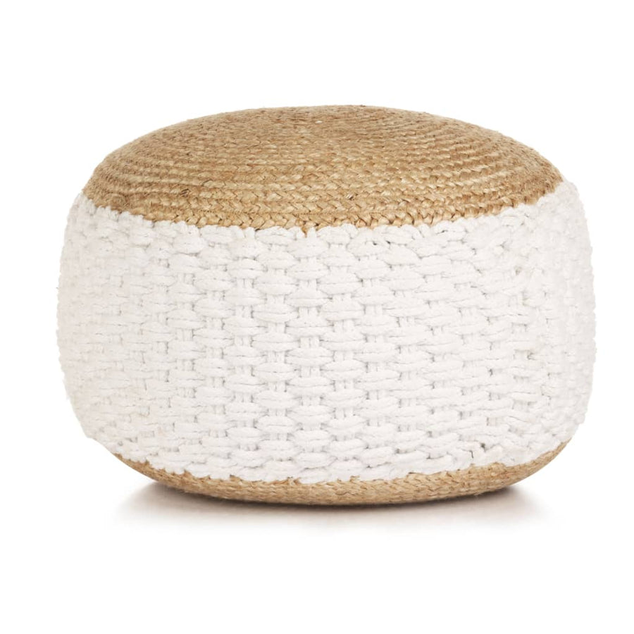 NNEVL Woven/Knitted Pouffe Jute Cotton 50x35 cm White-0