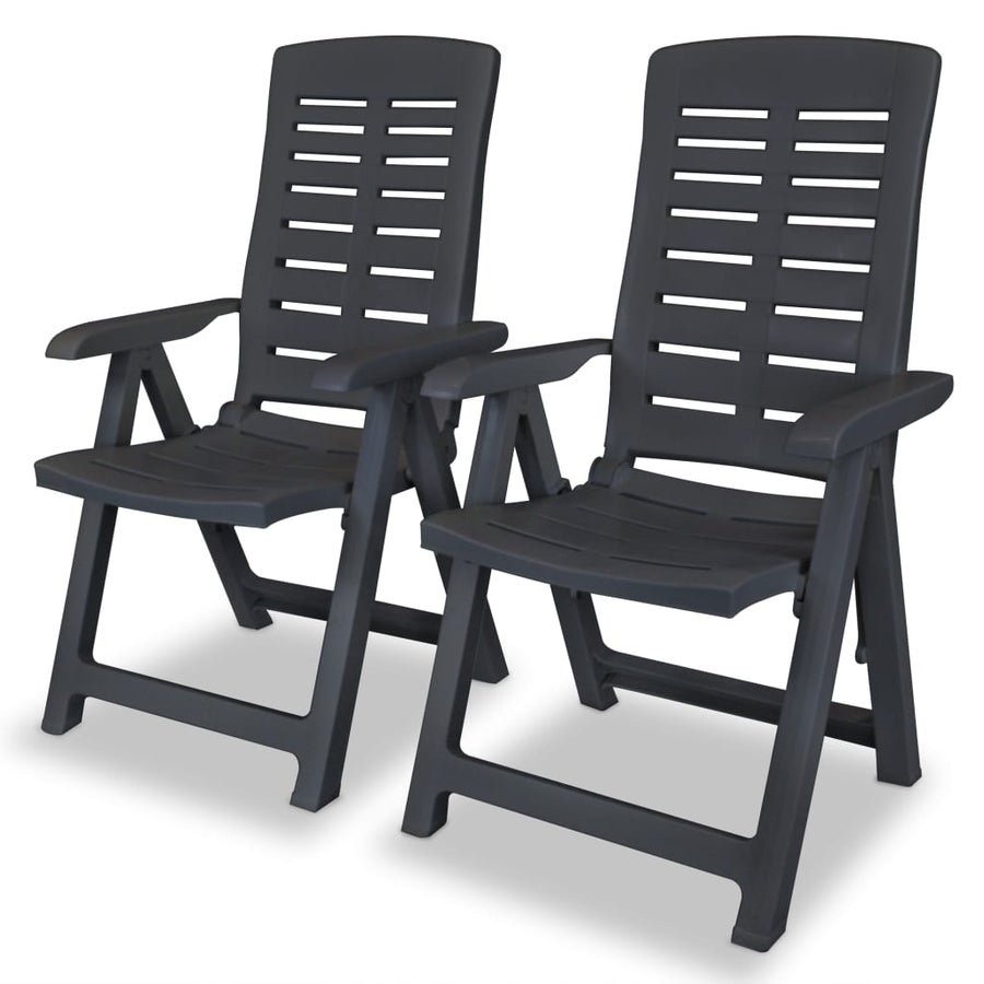 NNEVL Reclining Garden Chairs 2 pcs Plastic Anthracite-0