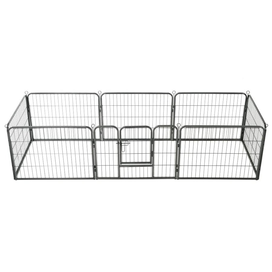 NNEVL Dog Playpen 8 Panels Steel 80x60 cm Black-0