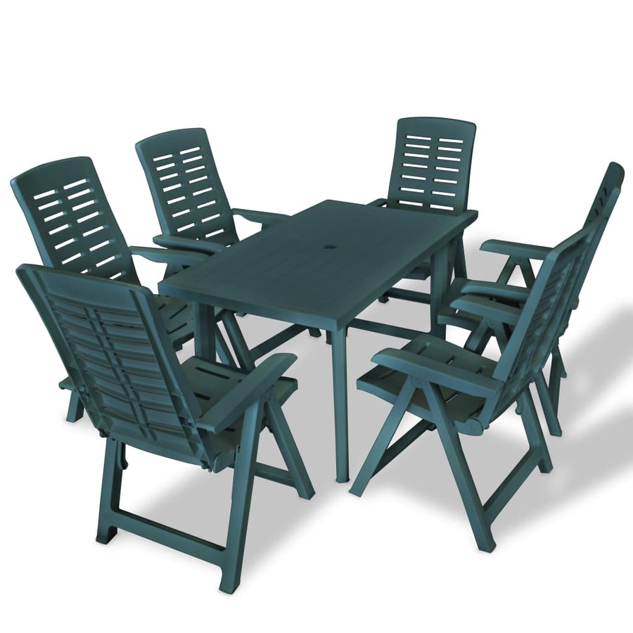 NNEVL 7 Piece Outdoor Dining Set Plastic Green-0