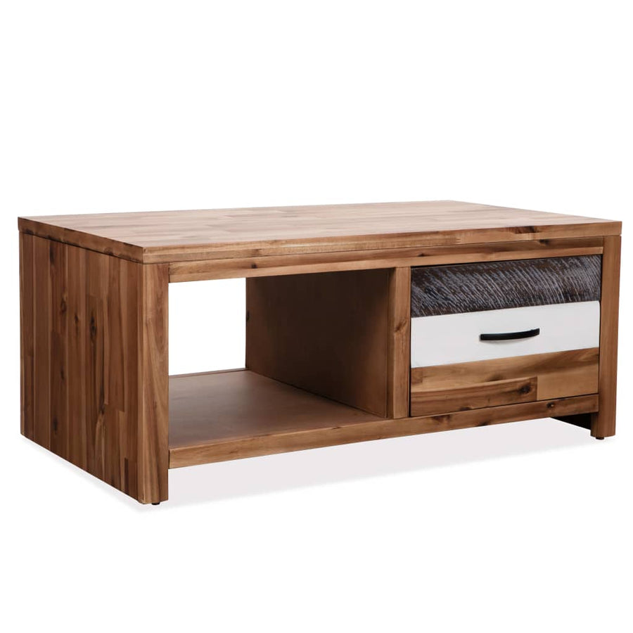 NNEVL Coffee Table Solid Acacia Wood 90x50x37.5 cm-0