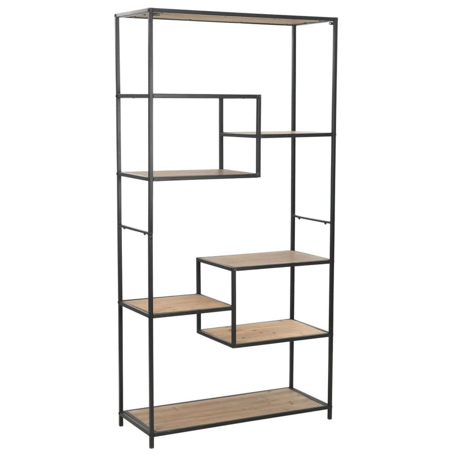 NNEVL Bookcase Solid Firwood and Steel 90.5x35x180 cm-0