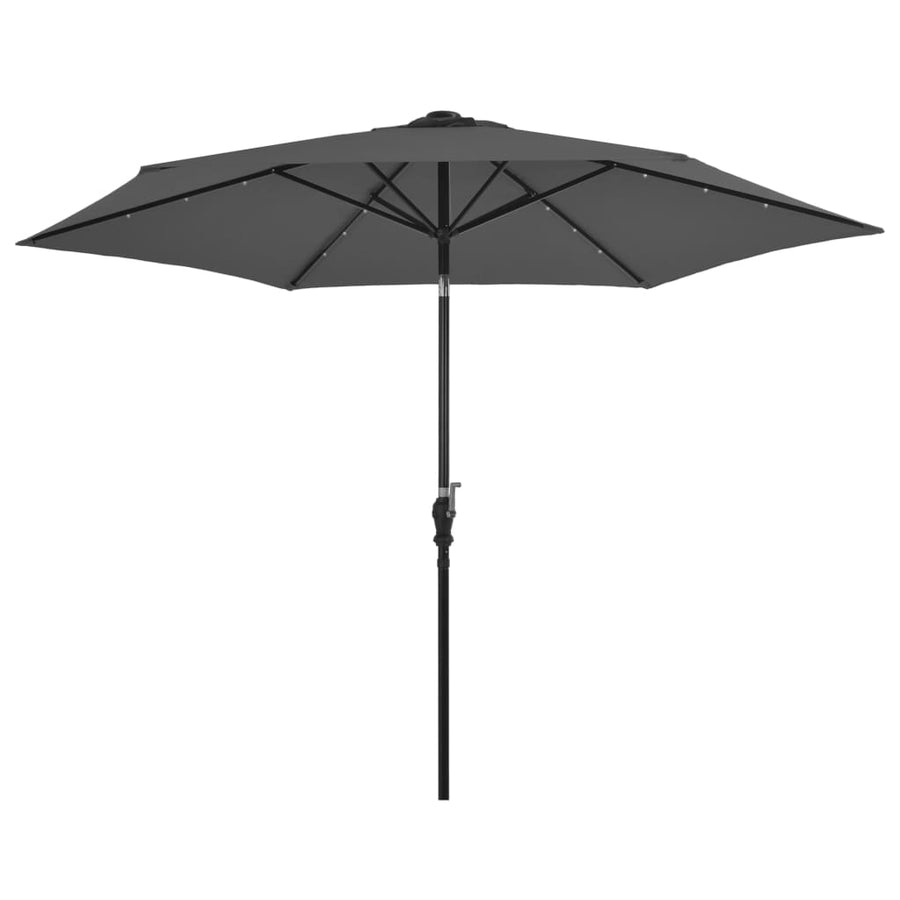 NNEVL Outdoor Parasol with LED Lights and Steel Pole 300cm Anthracite-0