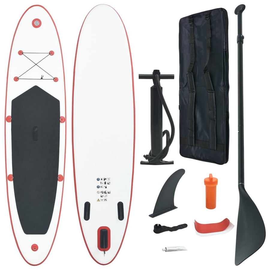 NNEVL Inflatable Stand Up Paddleboard Set Red and White-0