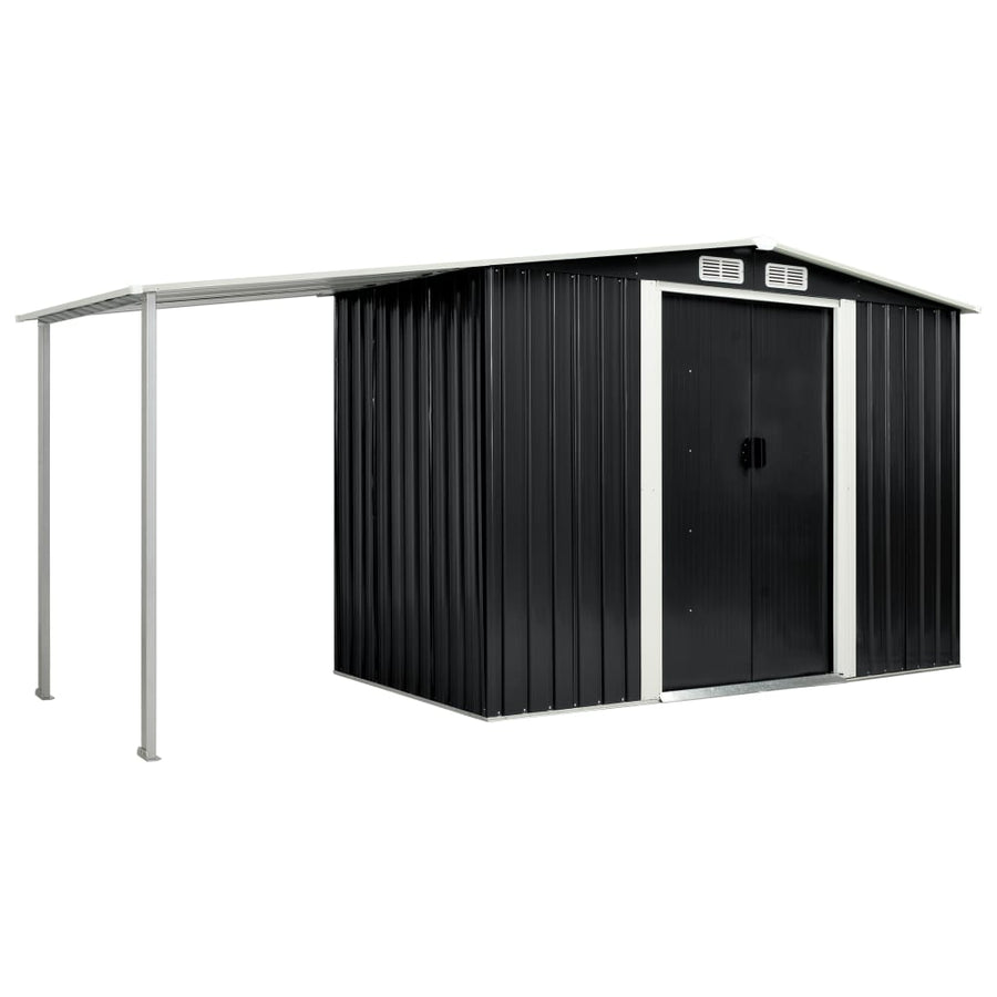 NNEVL Garden Shed with Sliding Doors Anthracite 386x131x178 cm Steel-0