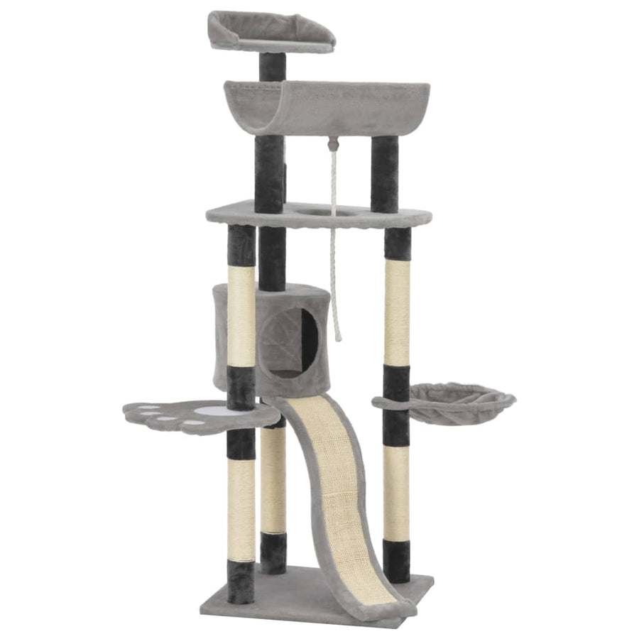 NNEVL Cat Tree with Sisal Scratching Posts Grey 145 cm-0