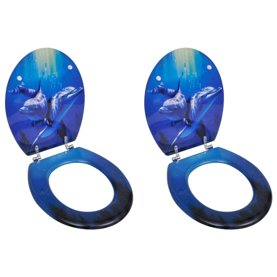 NNEVL Toilet Seats with Lids 2 pcs MDF Dolphin-0