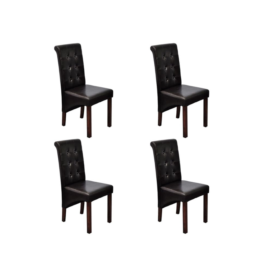 NNEVL Dining Chairs 4 pcs Brown Faux Leather-0