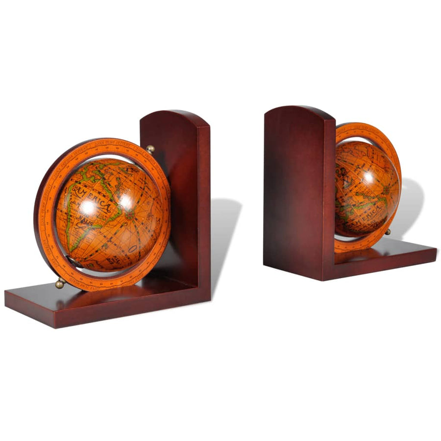 NNEVL Bookstand World Map Globe Bookend Classic A Pair-0