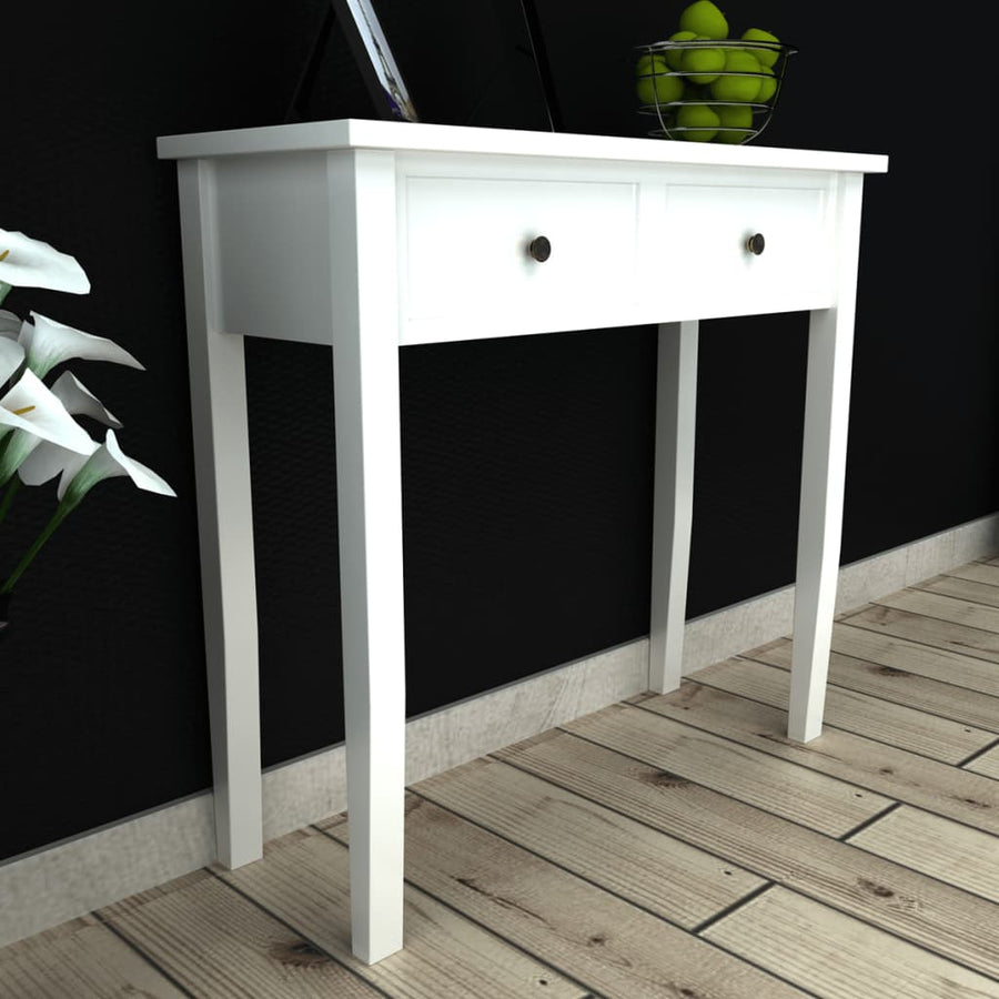 NNEVL Dressing Console Table with Two Drawers White-0